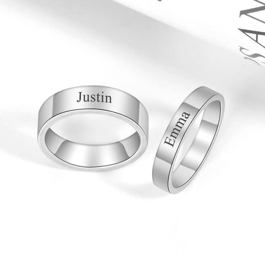 Silver Engraved Couples Rings - True Nova Jewelry Co.