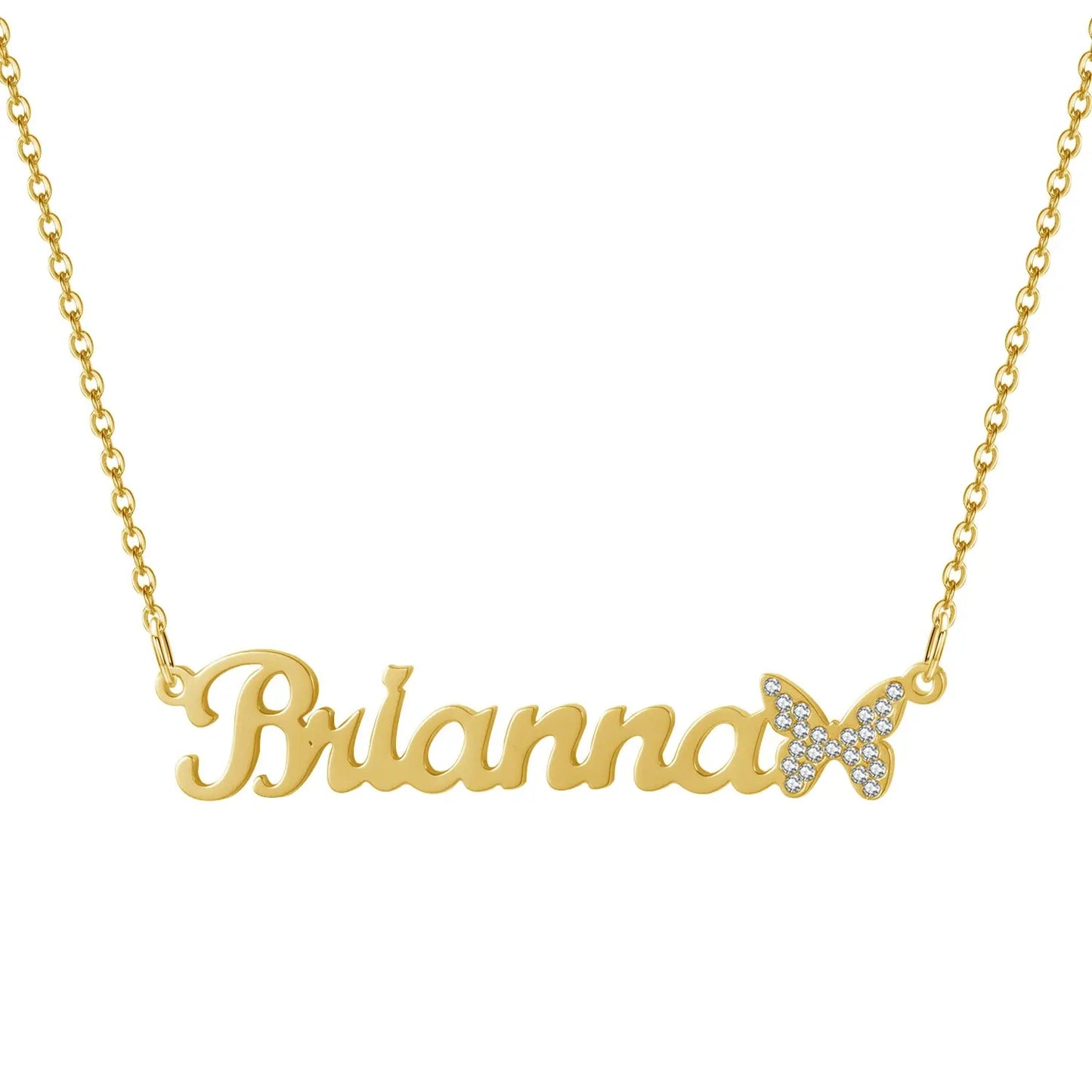 Custom Name Necklace With Butterfly - True Nova Jewelry Co.